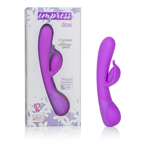 Фиолетовый вибромассажёр со стимуляцией клитора California Exotic Novelties Impress Dove SE-4435-14-3 (18 см)