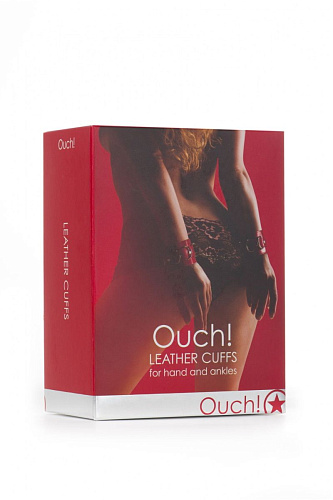 Красные кожаные наручи с заклёпками Shots Media BV OU048RED