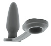 Серая анальная пробка-конус с эрекционным кольцом Shots Media BV SONO №1  SON001GRY