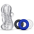 Прозрачный набор для мужчин мастурбатор и 3 эрекционных кольца Blush Novelties Jerk Off BL-50139