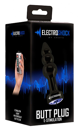 Тёмно-серая анальная пробка с электростимуляцией Shots Media BV E-Stim ELC009GRY (11,2 см)