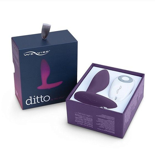 Фиолетовая анальная пробка для ношения с вибрацией и пультом ДУ We-vibe Ditto Pur (8,8 см)