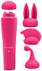 Розовый вибромассажёр с 4 насадками Chisa Quadruple Sweet CN-100652166