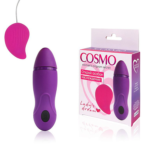 Розовый вибромассажёр с пультом управления вибрацией Bior toys Cosmo CSM-23108