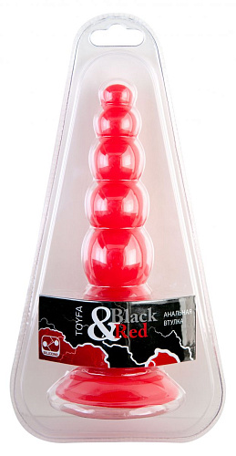 Красная анальная ёлочка с 6 шариками ToyFa 901329-9 (17,5 см)