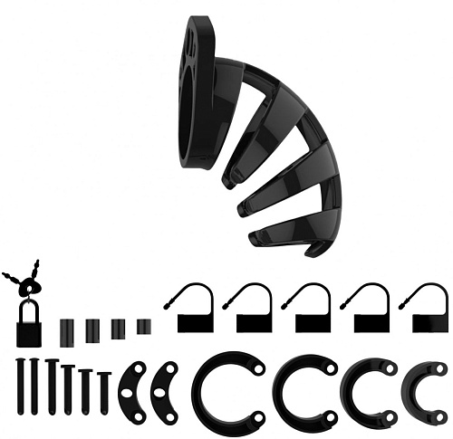 Чёрный мужской пояс верности Shots Media BV Model 02 Chastity MCG002BLK