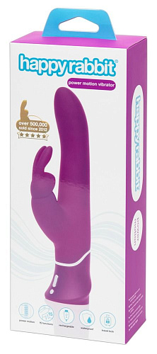 Лиловый вибратор Happy Rabbit Curve Thrusting Rechargeable Rabbit Vibrator 79369 (24,1 см)