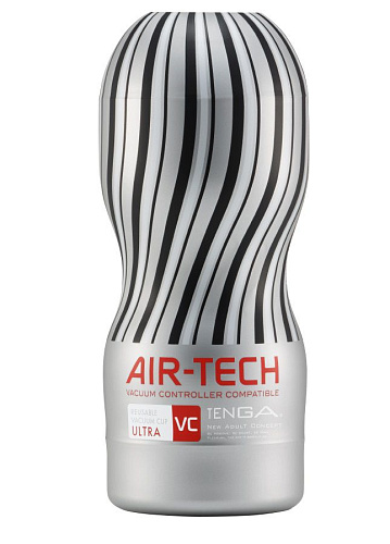 Чёрно-серебристый мастурбатор Tenga Reusable Vacuum CUP VC Ultra ATV-001G