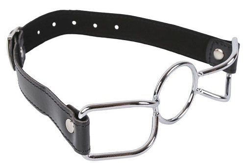 Металлический расширитель для рта на чёрных ремешках Пикантные штучки DP042