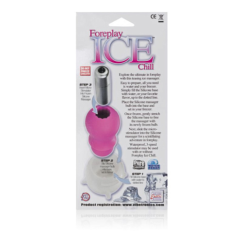 Розовый вибромассажер с замораживающейся насадкой California Exotic Novelties Foreplay Ice Chill Massagers SE-2076-30-3