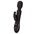 Чёрный жезловый вибратор с клиторальным отростком The Rabbit Company Wand Rabbit TRC-011BLK