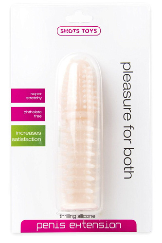 Телесная шипованная насадка на пенис с выпуклой головкой Shots Media BV SHT120SK