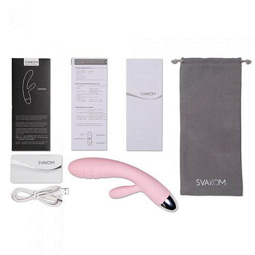 Нежно-розовый вибратор со стимуляцией клитора Svakom Barbara SUDV-02B-PP (17,6 см)