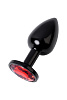 Чёрный анальный плаг с кристаллом красного цвета ToyFa 717007-59 (7,2 см)