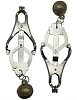 Серебристые зажимы для сосков со звенящими шариками Eroticon P3236M