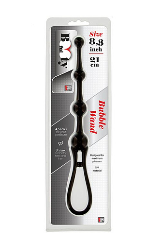 Чёрная анальная цепочка Dream Toys BOOTYFUL BUBBLE WAND 21166 (21 см)