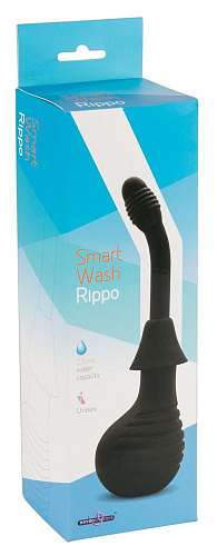 Чёрный анальный душ-стимулятор Seven Creations Smart Wash Rippo 16-53BLK-BX