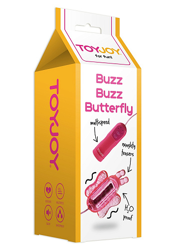 Розовый вибростимулятор-бабочка Toy Joy BUZZ BUZZ BUTTERFLY MASSAGER 3006009821 (6 см)