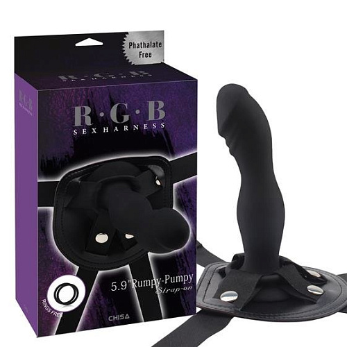 Чёрный страпон Chisa Rumpy-pumpy Strap-On CN-544065316 (15 см)