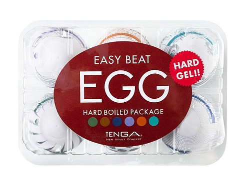 Набор из 6 мастурбаторов в молочном цвете с различным рельефом Tenga EGG Hard Boiled  EGG-VP6-2