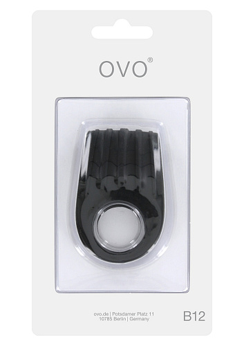 Двойное чёрное эрекционное кольцо с вибрацией OVO B12 BLACK