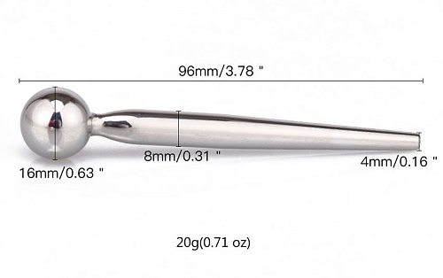 Гладкий металлический уретральный плаг с шариком Bior toys NTU-80398