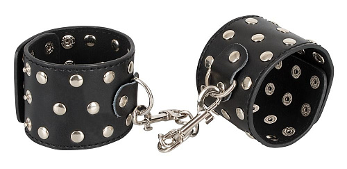 Чёрные наручи с фиксацией цепочкой на двух карабинах Orion Bad Kitty 2492059 1001