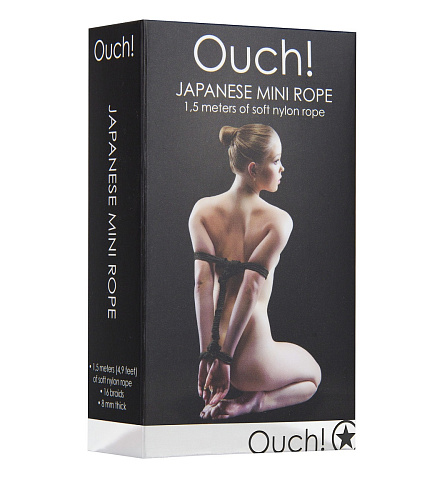 Чёрная нейлоновая верёвка для бандажа Japanese Mini Shots Media BV OU072BLK