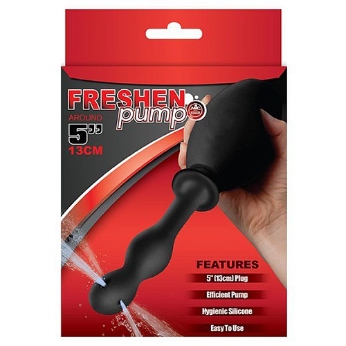 Чёрный анальный душ с фигурным наконечником NMC FRESHEN PUMP 111815