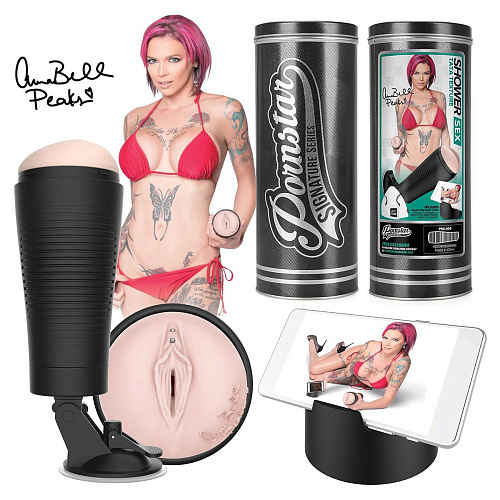 Мастурбатор-вагина телесного цвета с креплением для фиксации Pornstar Pussy Anna Bell Peaks  PSS-006