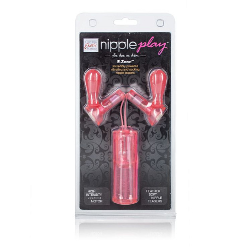 Помпы розового цвета  для груди с вибрацией California Exotic Novelties Nipple Play E-Zone SE-2598-04-3