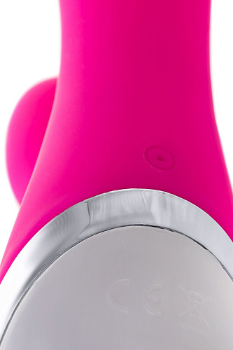 Розовый силиконовый вибратор с клиторальным стимулятором ToyFa LIA 561007 (19 см)