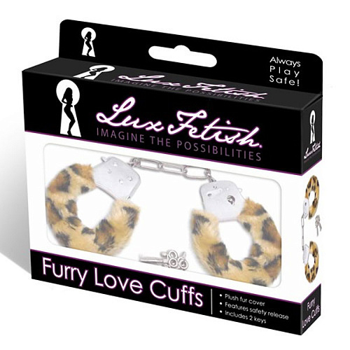 Леопардовые меховые наручники Lux Fetish CUFFS-06BLEO