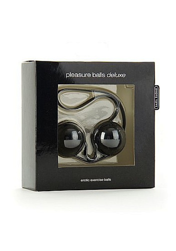 Чёрные вагинальные шарики в сцепке Shots Media BV Pleasure balls Deluxe SHT081DBLK