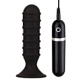Чёрный вибромассажёр для анальной стимуляции Dream Toys MENZSTUFF RIBBED TORPEDO 20721 (13 см)