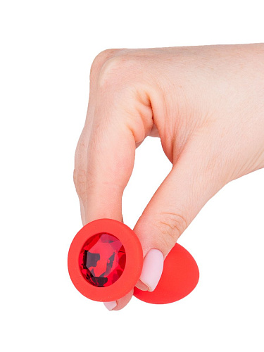 Красная анальная втулка с красным кристаллом Сумерки богов 517-04 red-DD (7,3 см)