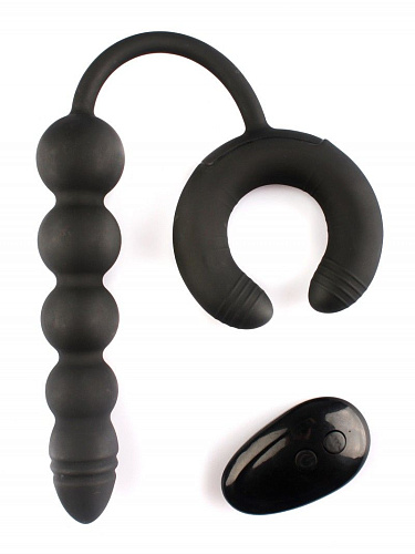 Чёрный анальный вибростимулятор с эрекционным кольцом Сумерки богов 3652-02 BX DD