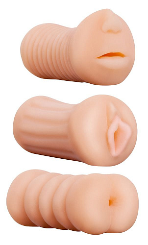 Набор из 3 телесных мастурбаторов NMC XXX To-Go Threesome 05260530000