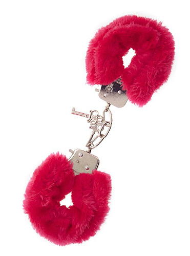 Металлические наручники с красной меховой опушкой Dream Toys METAL HANDCUFF WITH PLUSH RED 160028