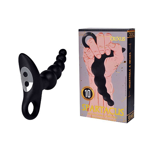 Чёрный силиконовый анальный вибромассажер-ёлочка с колечком-ограничителем Erokay EK-2505