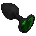 Чёрная силиконовая пробка с зелёным кристаллом Сумерки богов 508-03 GREEN-DD (7,3 см)