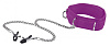Фиолетовый ошейник с зажимами для сосков Shots Media BV Velcro Collar OU138PUR