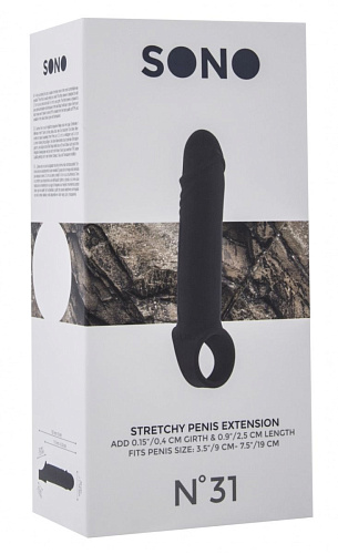Чёрная удлиняющая насадка Shots Media BV Stretchy Penis Extension No.31 SON031BLK