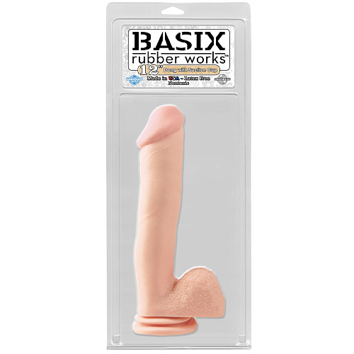 Большой фаллоимитатор телесного цвета c мошонкой Pipedream Basix PD4231-21 (29,8 см)