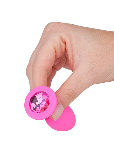 Розовая анальная втулка с малиновым кристаллом Сумерки богов 516-02 crimson-DD (7,3 см)