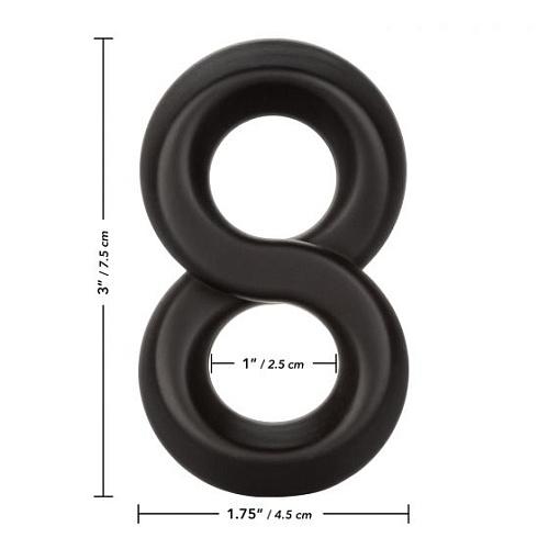 Двойное эрекционное кольцо в чёрном цвете California Exotic Novelties Ultra-Soft Crazy 8 SE-1369-11-2