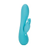 Перезаряжаемый бирюзовый вибромассажер California Exotic Novelties Petite Rabbit SE-4460-12-3 (21 см)