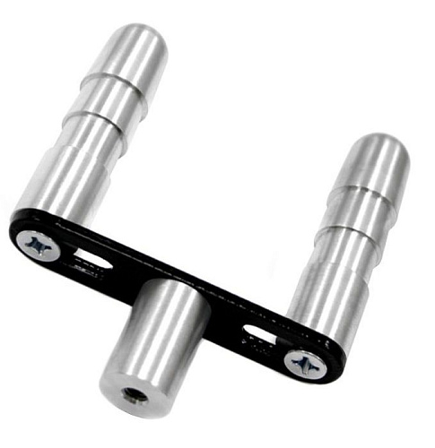 Серебристый двойной адаптер для фаллоимитаторов LoveMachines FMA0108