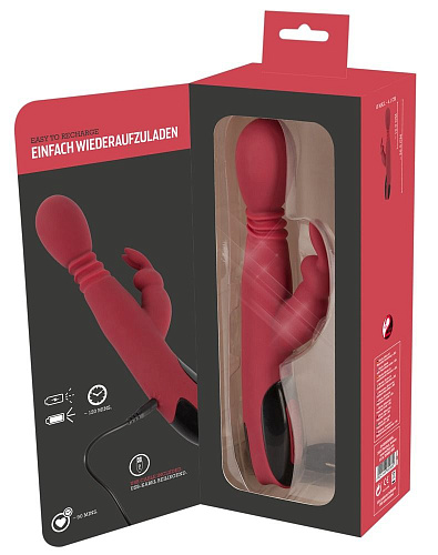 Красный вибромассажёр с клиторальным отростком Orion Rabbit Vibrator 05940670000 (26,5 см)