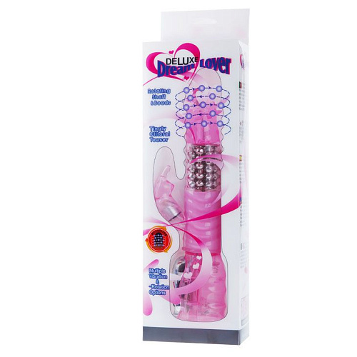 Розовый вибромассажёр c ротацией и стимуляцией клитора Baile BW-020031-0101 (26 см)